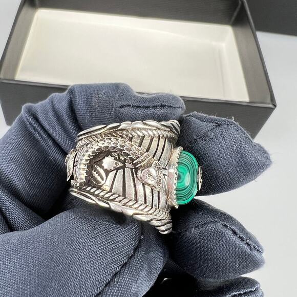NIB Gucci Garden GG Malachite Ring in Silver Size 12 - Picture 8 of 14